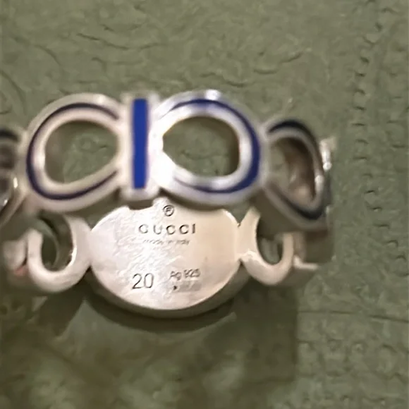 Gucci Unisex Sterling Silver Interlocking GG Logo Ring